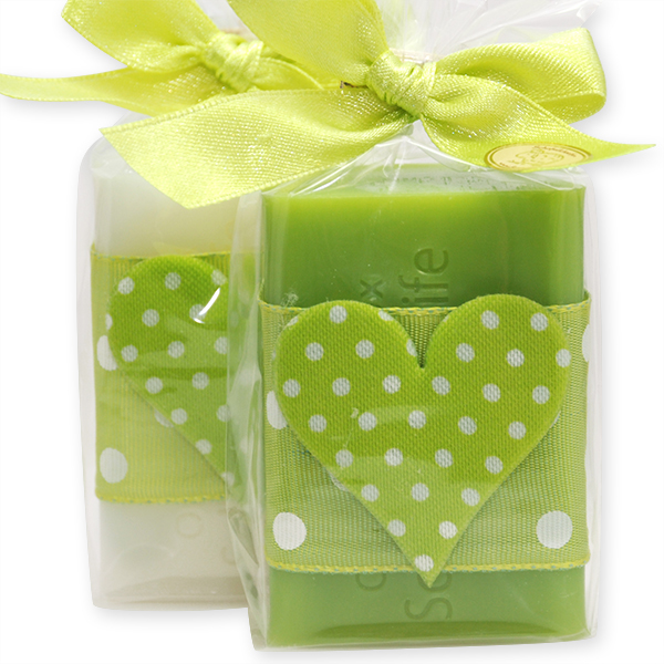 Sheep milk soap 100g, decorated with a heart in a cellophane, Classic/pear 