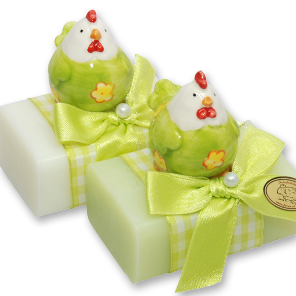 Sheep milk soap 100g, decorated with a rooster, Classic/meadow flower 