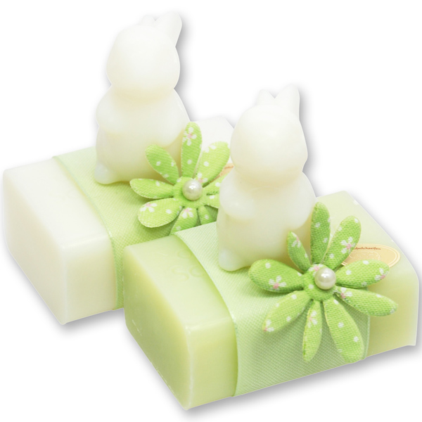 Sheep milk soap 100g, decorated with a soap rabbit 23g, Classic/meadow flower 