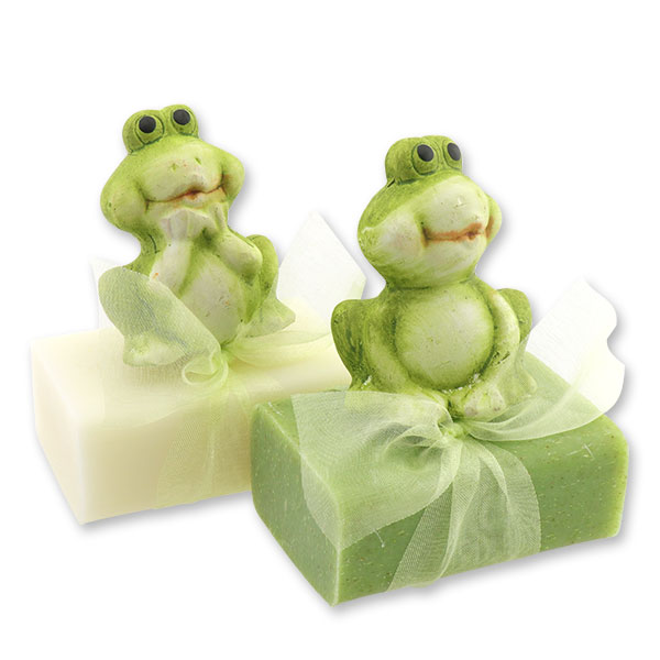 Sheep milk soap 100g, decorated with a frog, Classic/garden soap 