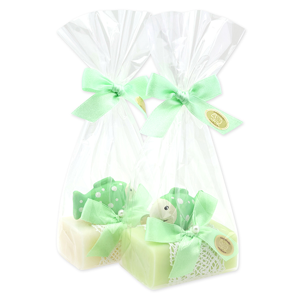 Sheep milk soap 100g decorated with a fish in a cellophane, Classic/meadow flower 