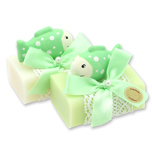 Sheep milk soap 100g decorated with a fish, Classic/meadow flower 