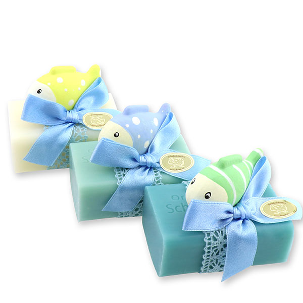 Sheep milk soap 100g, decorated with a fish, sorted 