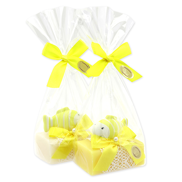 Sheep milk soap 100g decorated with a fish in a cellophane, Classic/Lemon 
