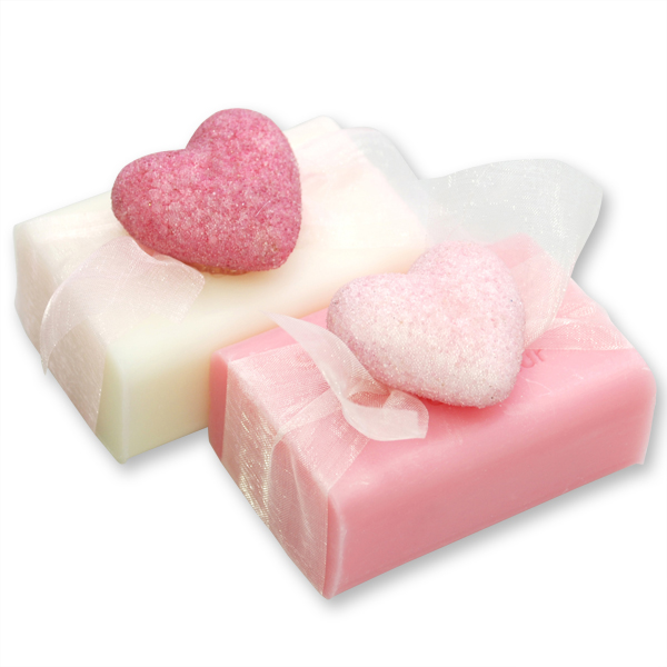 Sheep milk soap 100g, decorated with a heart, Classic/rose Diana 