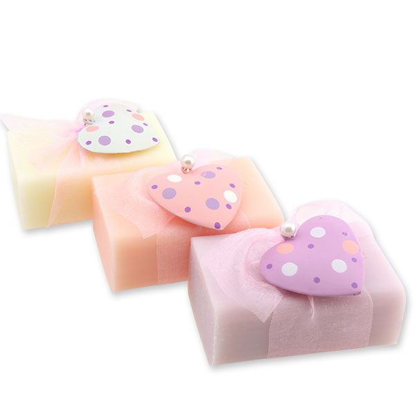 Sheep milk soap 100g, decorated with a heart, sorted 