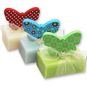 Sheep milk soap 100g, decorated with a  butterfly, sorted 