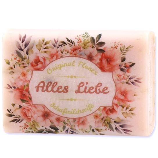 Schafmilchseife eckig 100g "Alles Liebe", Wildrose 