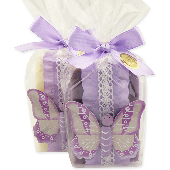 Sheep milk soap 100g decorated with butterfly in a cellophane 