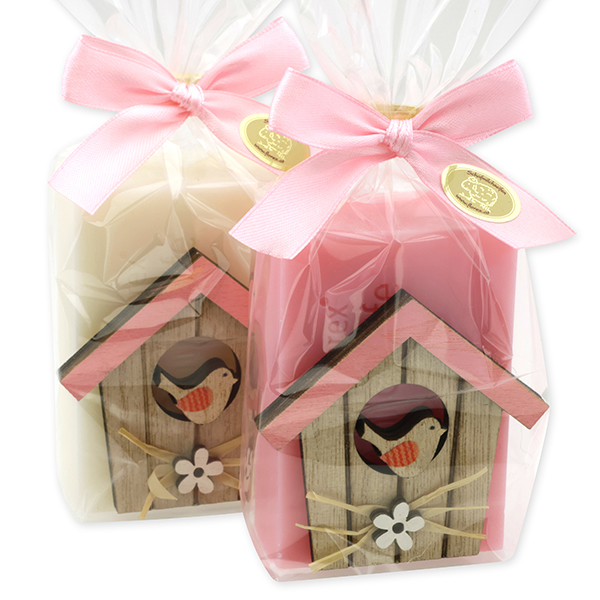 Sheep milk soap 150g decorated with a house in a cellophane, Classic/rose diana 