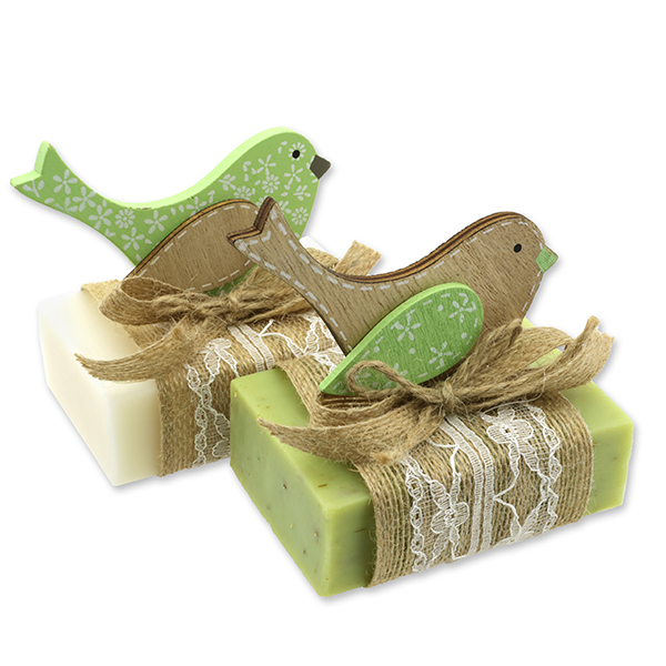 Sheep milk soap 150g decorated with a bird, Classic/verbena 