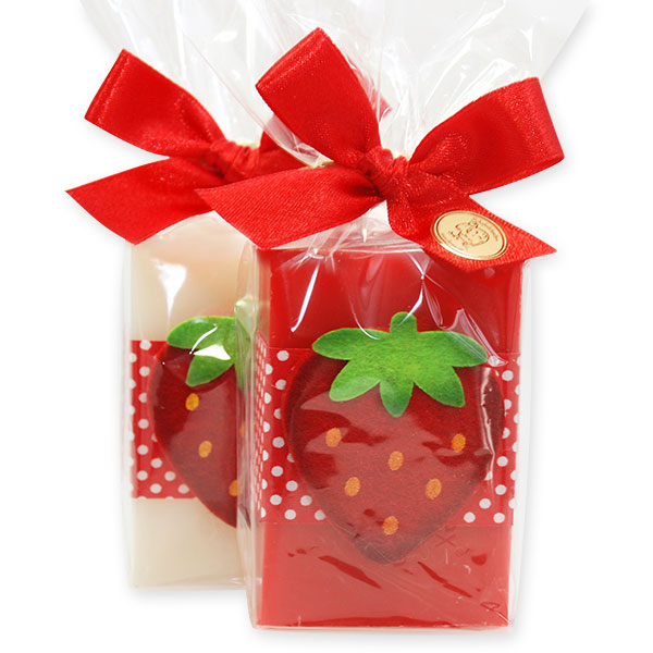 Sheep milk soap 150g, decorated with strawberry, Classic/pomegranate 