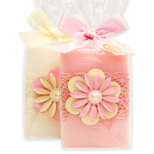 Sheep milk soap 150g, decorated with a flower in a cellophane, Classic/peony 