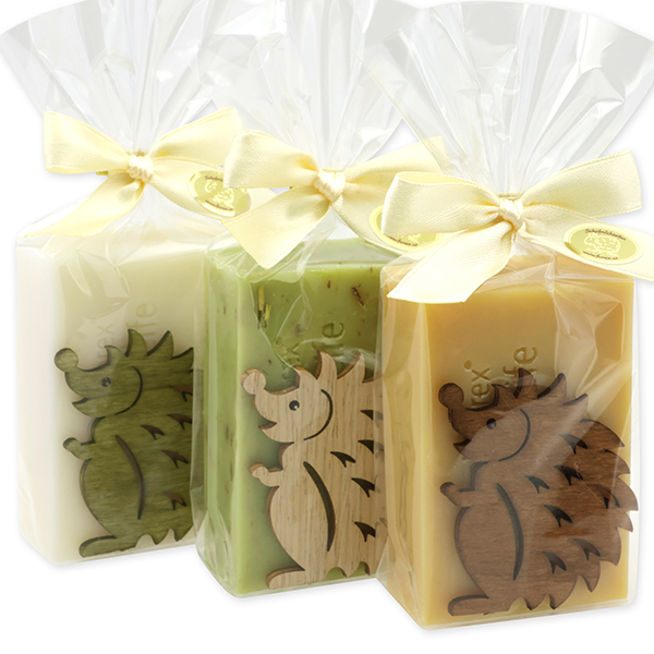 Sheep milk soap 150g decorated with a Hedgehog in a cellophane, sorted 