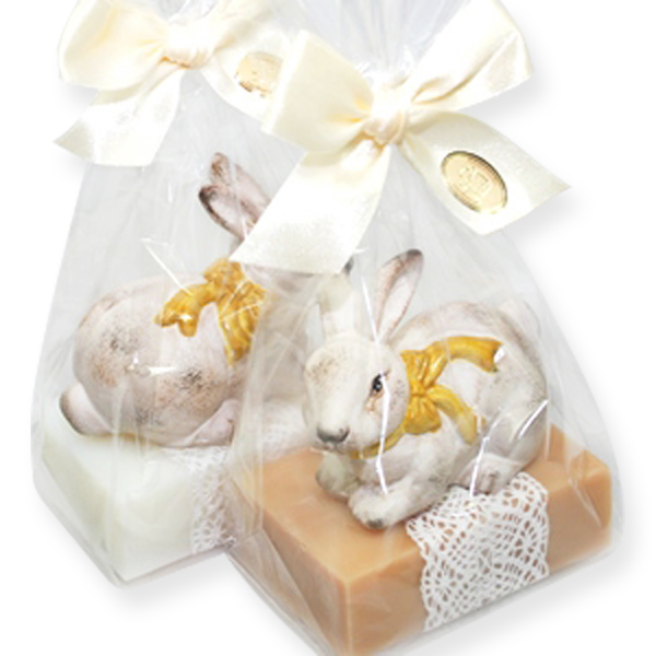 Sheep milk soap 150g, decorated with a rabbit in a cellophane, Classic/quince 