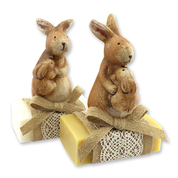 Sheep milk soap 150g decorated with a rabbit, Classic/swiss pine 