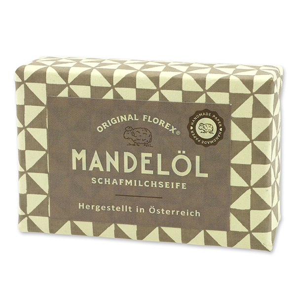 Schafmilchseife eckig 150g, "Handmade Paper" Mandelöl 