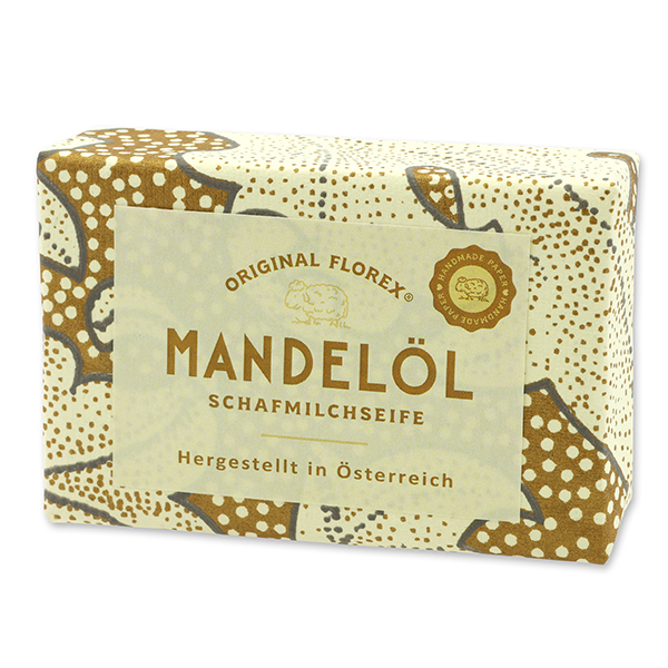 Schafmilchseife eckig 150g, "Handmade Paper" Mandelöl 