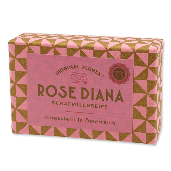 Schafmilchseife eckig 150g, "Handmade Paper" Rose Diana 