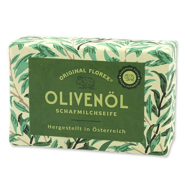 Schafmilchseife eckig 150g, "Handmade Paper" Olivenöl 