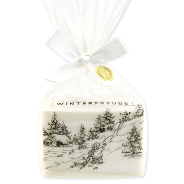 Sheep milk soap 150g in a cellophane "Winterfreude", Christmas rose white 