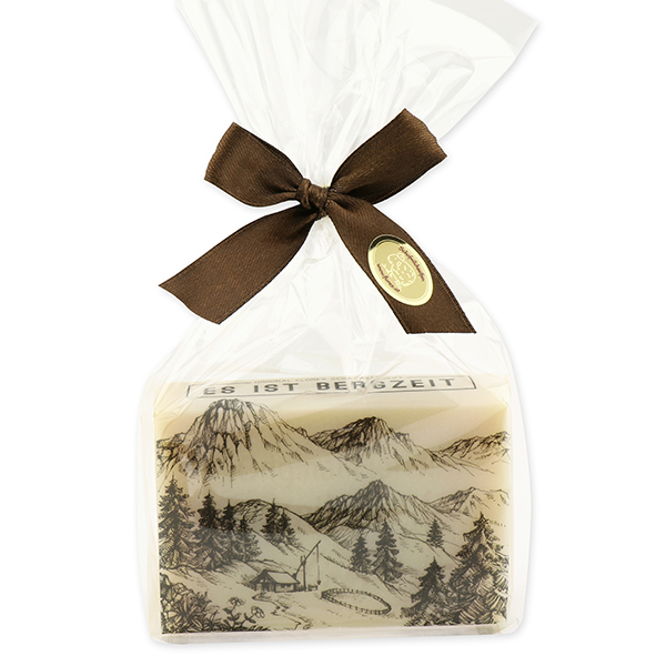 Sheep milk soap 150g in a cellophane "Es ist Bergzeit", Swiss pine 