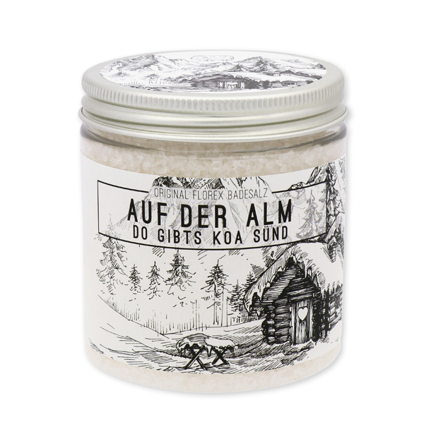 Bath salt 300g in a container "Auf der Alm...", Christmas Rose White 