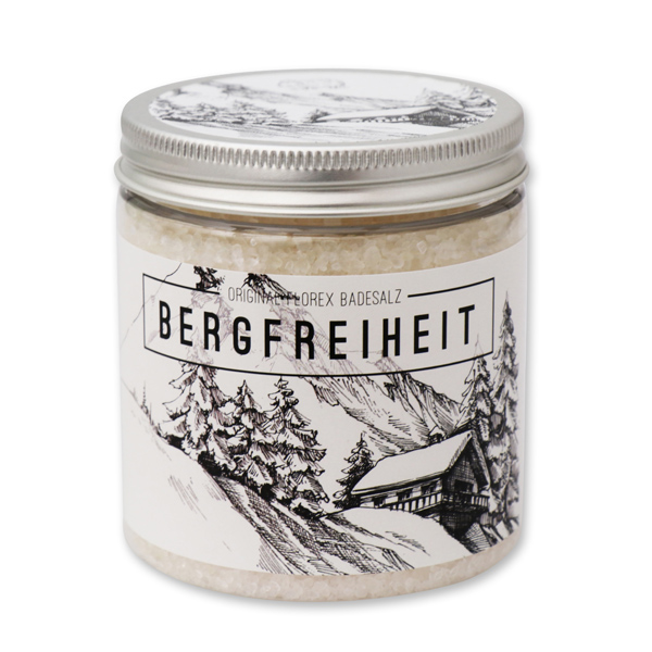 Badesalz 300g in der Dose "Bergfreiheit", Schneerose 