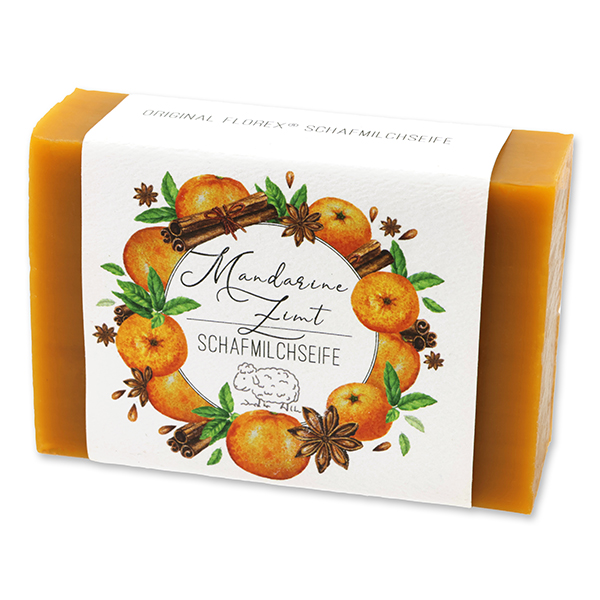 Sheep milk soap 150g 'Einzigartige Augenblicke' in a cellophane, Tangerine-cinnamon 