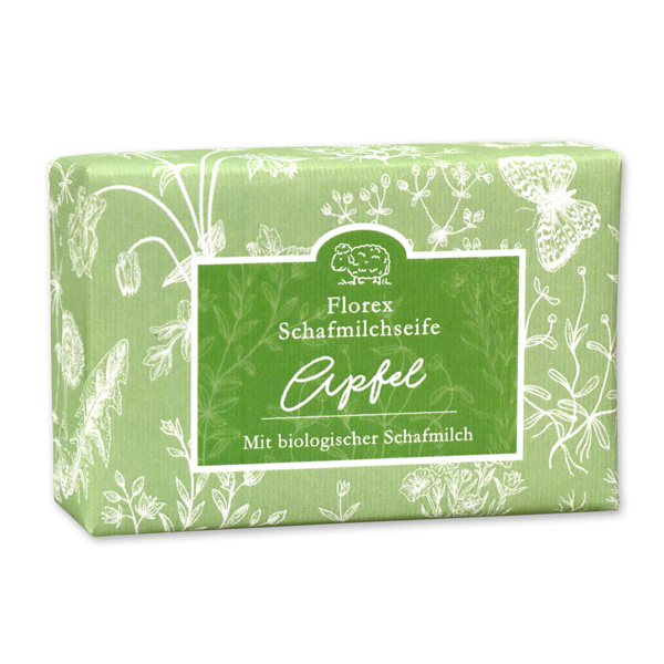 Sheepmilk soap 150g packed with florentine-sleeve, apple 