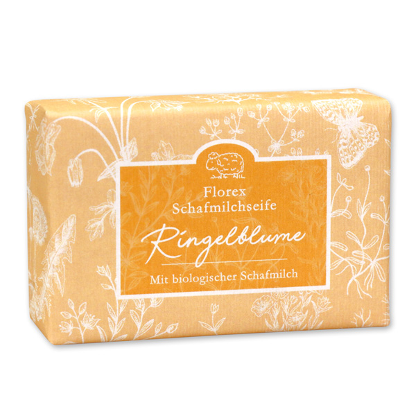 Sheepmilk soap 150g packed with florentine-sleeve, Marigold 