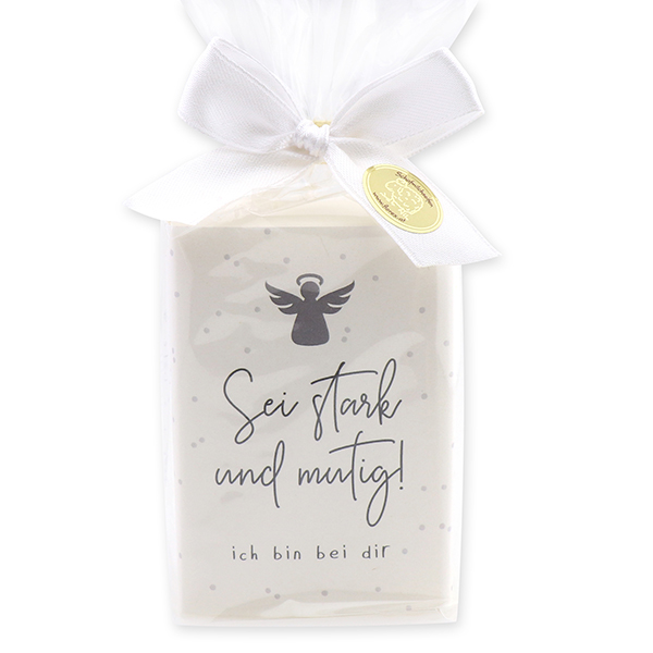 Sheep milk soap 150g "Sei stark und mutig..." , Christmas rose white 