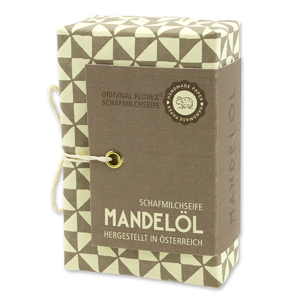 Schafmilchseife eckig 150g "Handmade Paper - Special Edition", Mandelöl 