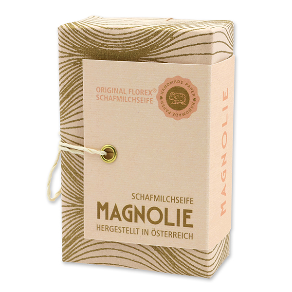 Schafmilchseife eckig 150g "Handmade Paper - Special Edition", Magnolie 