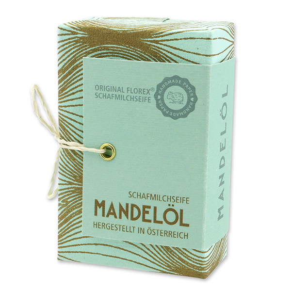 Schafmilchseife eckig 150g "Handmade Paper - Special Edition", Mandelöl 