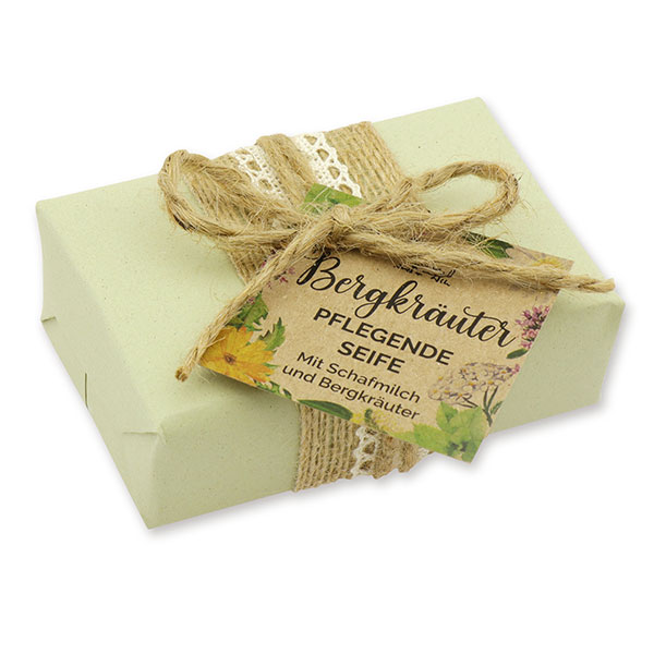 Sheep milk soap 150g present "feel-good time", Mountain herbs 