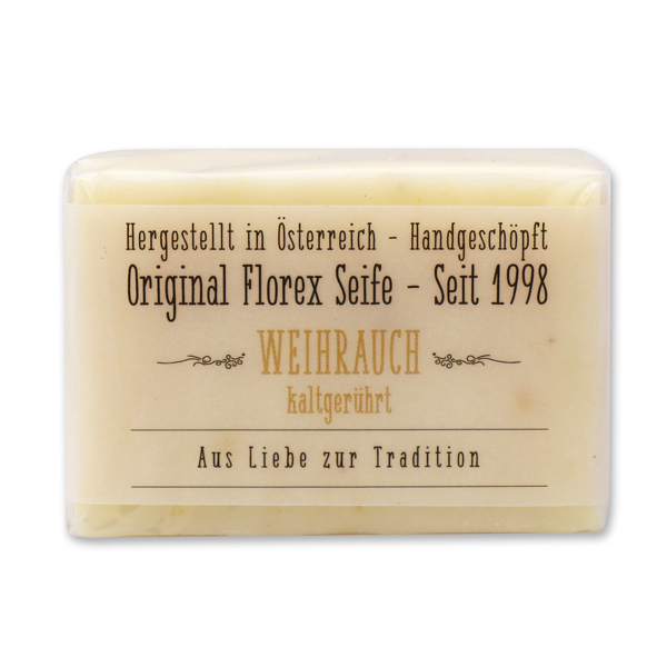Cold-stirred soap 100g in Cello with transparent paper, incense 