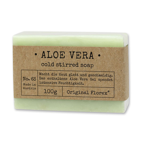 Cold-stirred soap 100g packed in cello "Pure Soaps", Aloe Vera 