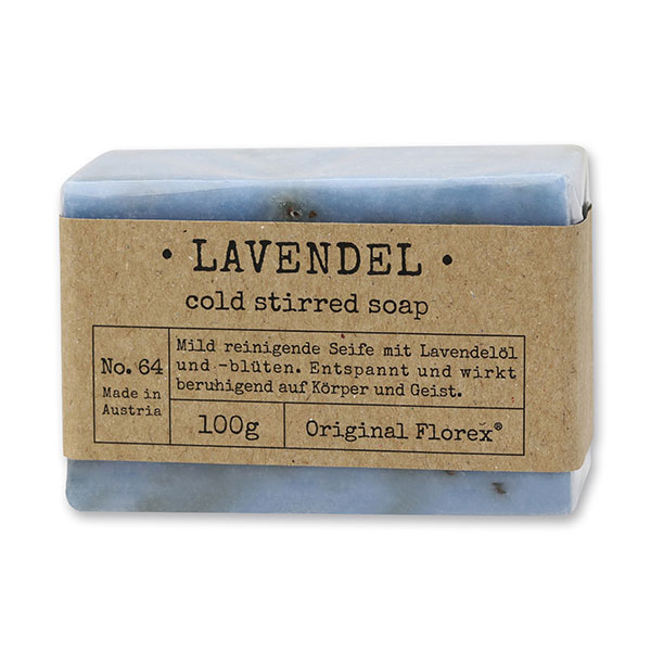 Kaltgerührte Seife 100g in Cello "Pure Soaps", Lavendel 