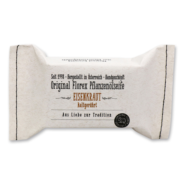 Cold-stirred soap 100g, packed in a stitched paper bag, Verbena 