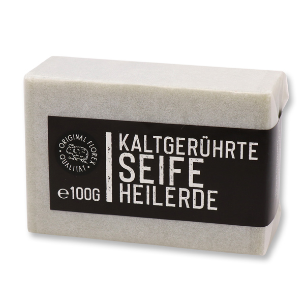 Cold-stirred soap 100g "Black Edition" white, Healing clay 