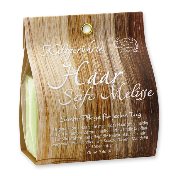 Cold-stirred mold-made 100g, packed in a bag, Hair soap Melissa 