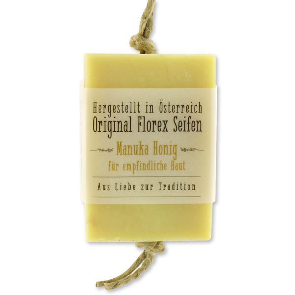 Cold-stirred soap 90g hanging, with transparent paper, Manuka honey 