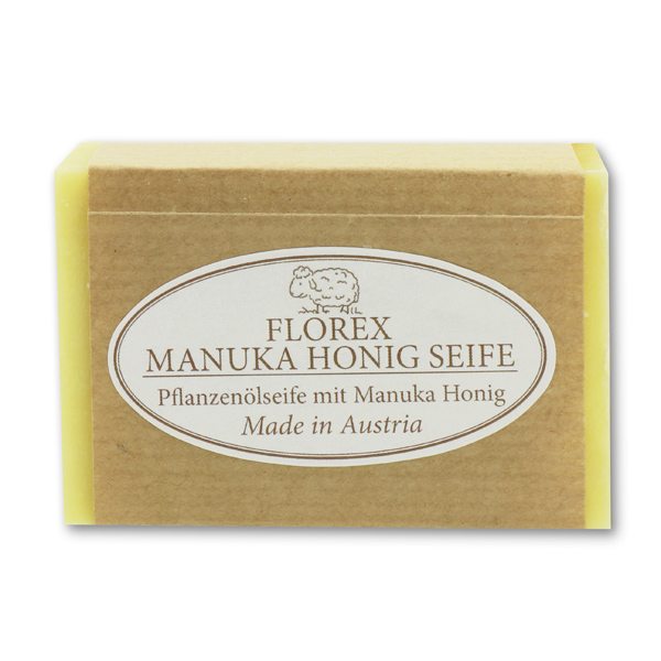 Cold-stirred plant oil soap 100g with a brown paper, Manuka honey 