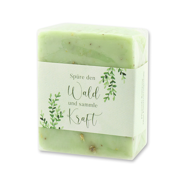 Cold-stirred sheep milk soap 150g in cello "Spüre den Wald und sammle...", Verbena 