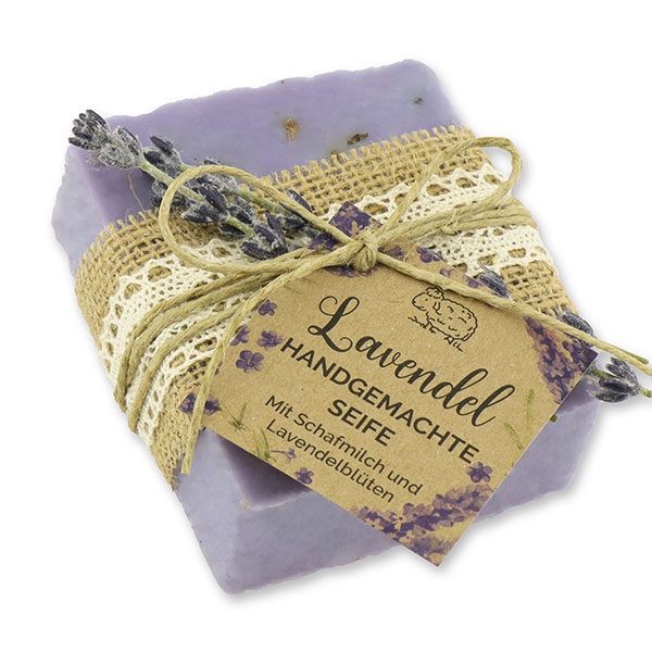 Cold-stirred sheep milk soap 150g decorated "feel-good time", Lavender 