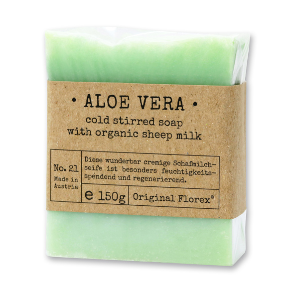 Cold-stirred sheepmilk soap 150g packed in cello "Pure Soaps", Aloe Vera 