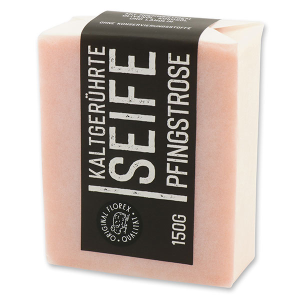 Cold-stirred soap 100g "Black Edition" white, Peony 