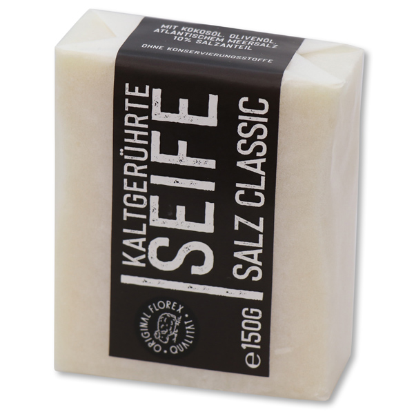 Cold-stirred soap 100g "Black Edition" white, Salt classic 