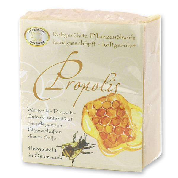 Cold-stirred sheep milk soap 150g with classic labelling, Propolis 